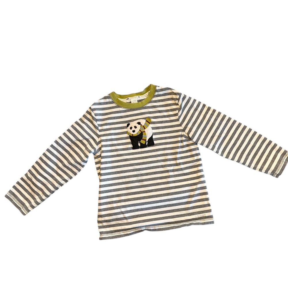 Janie and Jack Size 6 Panda Long Sleeve Striped Tee Play Wear